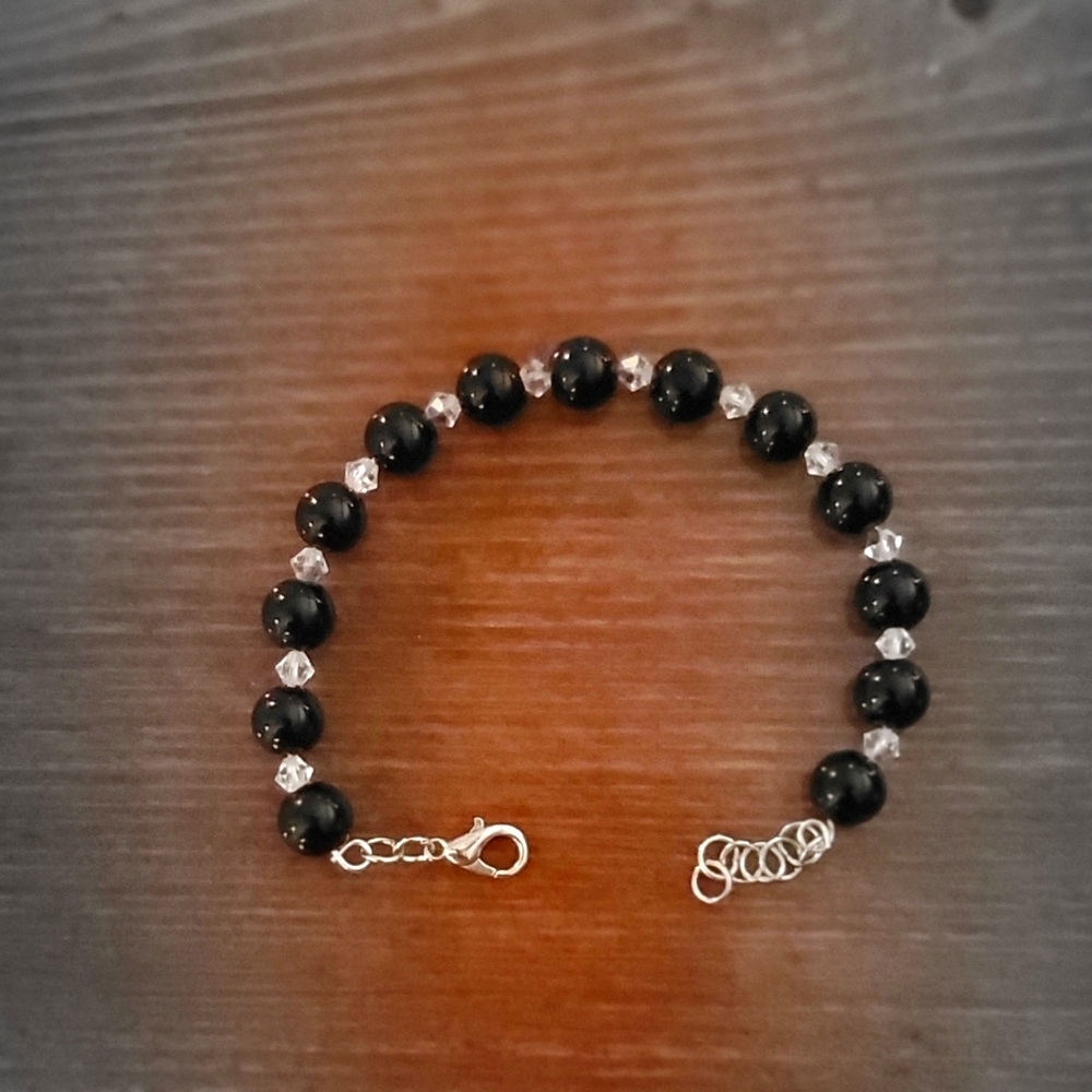 Swarovski crystal and black onyx
